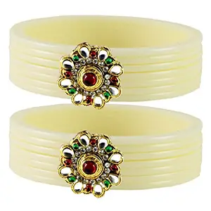 MAYA FASHION white Stone Acrylic-Brass Bangle With Very Extra Large Size Elegant Extra Large Size Bangle | Perfect Fit for Plus Size banglesTrendy and Comfortable Fit for woman and girls | (Sku-ban1770)