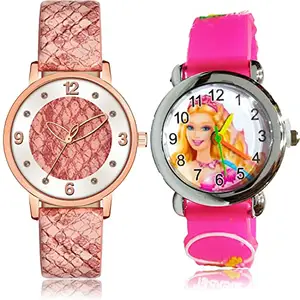 NEUTRON Wrist Analog Pink and White Color Dial Women Watch - GM363-GC38 (Pack of 2)