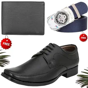 Attractive Formal Shoes/Party Shoes/Shoes Combo with Free Wallet & Belt for Men and Boys (BAZAAR4750_VTOR-BLK-1002) Multicolor