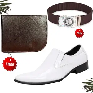 Attractive Formal Shoes/Party Shoes/Shoes Combo with Free Wallet & Belt for Men and Boys (BAZAAR2607_TCC-BR-401) Multicolor