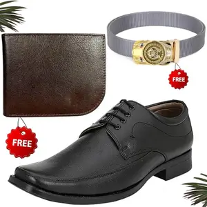 Attractive Trendy Formal Shoes/Party Shoes/Shoes Combo with Free Wallet & Belt for Men and Boys (BAZAAR2752_TCC-BR-1002) Multicolor
