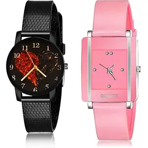 NEUTRON Luxury Analog Black and Pink Color Dial Women Watch - GCPL26-G14 (Pack of 2)