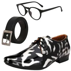 Vitoria Gracefull Men Formal Shoes with Free Belt & Unisex Selfi Black Frame Sunglasses Combo/10