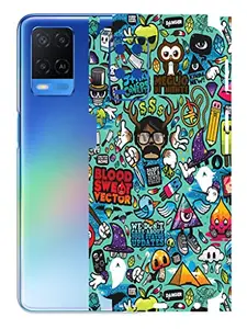 AtOdds - Oppo A54 Mobile Back Skin Rear Screen Guard Protector Film Wrap with Camera Protector (Coverage - Back+Camera+Sides) (Graffiti)