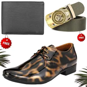 Attractive Trendy Formal Shoes/Party Shoes/Shoes Combo with Free Wallet & Belt for Men and Boys (BAZAAR4098_VTOR-BLK-101) Multicolor