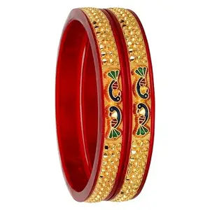 Joyeria Fashions Traditional Micro Plating Gold Plated Bangles Jewellery For Women & Girls-2.4 (Set Of 2)