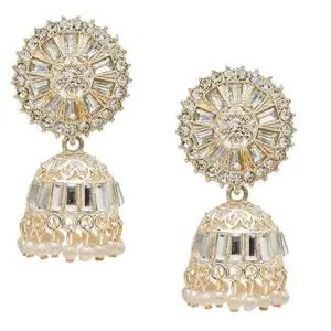 SubhagAlankar Traditional Pearl Jewellery Stylish Fancy Jhumki/Jhumka Earrings For Women and Girls (Golden)