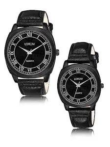 LOREM Premiium Black Cubic Designer Printed Dial Analog Watch for Lovely Couple LR88-LR335-A