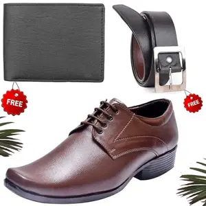 Vitoria Men's Relaxed PU Formal/Party Shoes | Shoes Combo with Free Wallet & Belt | Stylish & Comfortable | Ideal for Office, Casual Outings, Parties (4790_VTOR-BLK-1004) (Multicolor)(Size: 10UK)