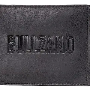 BULLZANO Impact Men Genuine Leather Wallet/Purse, Black RFID Protected (8 Card Slots)