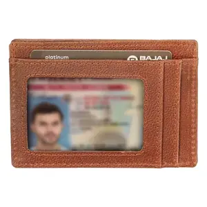 DSNS Leather Credit Card Holder Wallet for Men Women Travel Accessory