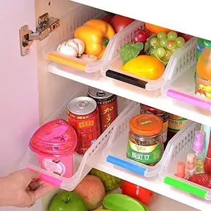 NEWON Fridge Storage Basket Shelf Organizer Rack Space Saver Food Storage Refrigerator Drawer - (Multicolour, 4 Pieces)