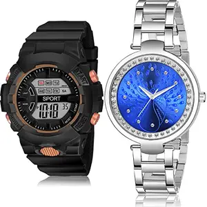 NEUTRON Formal Digital and Analog White and Blue Color Dial Women Watch - DG33-GM210 (Pack of 2)
