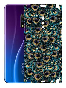 AtOdds - Realme X Mobile Back Skin Rear Screen Guard Protector Film Wrap with Camera Protector (Coverage - Back+Camera+Sides) (Peacock)