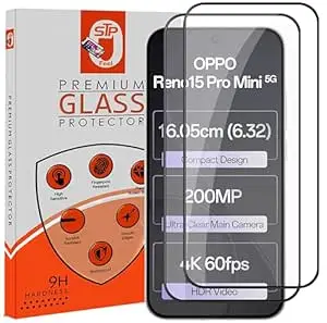 STP FEEL Premium Tempered Glass Screen Protector Guard Compatible For Oppo Reno 15 Pro Mini 5G (6.32 Inch, Pack of 2) | Edge to Edge Coverage With Easy to installation kit for Smartphone