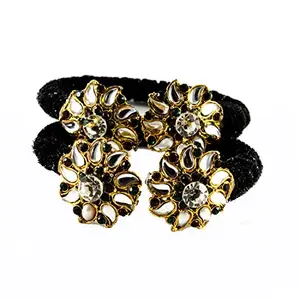 MAYA FASHION Black Stone Acrylic-Brass Bangle With Very Extra Large Size Elegant Extra Large Size Bangle | Perfect Fit for Plus Size banglesTrendy and Comfortable Fit for woman and girls | (Sku-ban1318)