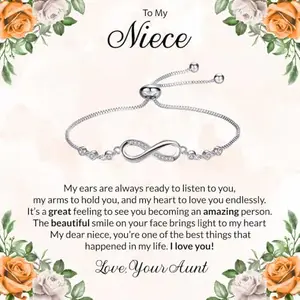 Bling Queen Personalized Jewellery Gift|Cherishing the Joy and Light You Bring into My Life, Jewelry Gift with a Sweet Note for Niece|Birthday Gift|Christmas Surprise|Thanksgiving|Graduation Present