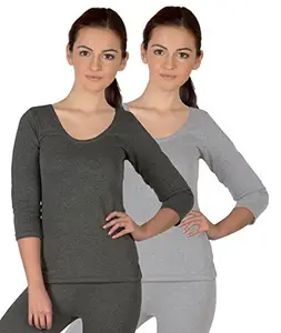 Selfcare Set of 2 Girls 3/4 Sleeve Thermal Top Dark Grey, Light Grey