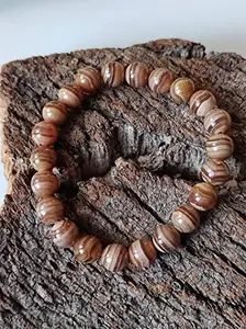 LKBEADS Natural Argentina Rhodochrosite 8mm Round Shape Smooth Cut Beads 8 inch Stretchable Bracelet for Men & Women.|STBR_RR_00977_8.0