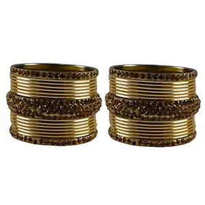 Vidhya Kangan Latest Traditional Golden stone Brass Bangle -(banx3400) Size-2.16 For Women and Girls
