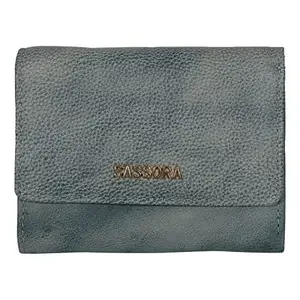 Sassora Genuine Leather Medium Size Green RFID Protected Women Wallet (5 Card Slots)