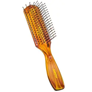 Ankita Mini Flat Hair Brush with Nylon Bristle|Brush with Strong and Flexible Nylon Bristles|For Grooming, Straightening, Smoothing, Detangling Hair, Ideal for Men & Women|(A21-S)