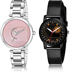 NEUTRON Analogue Analog Pink and Black Color Dial Women Watch - GM218-(52-L-10) (Pack of 2)