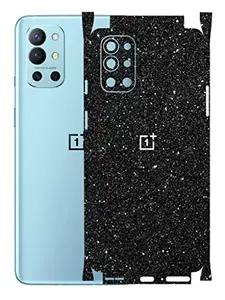 AtOdds - OnePlus 9R Mobile Back Skin Rear Screen Guard Protector Film Wrap with Camera Protector (Coverage - Back+Camera+Sides) (Black Glitter)