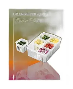 Fridge Storage Organizer Box Set for Vegetable | Drain Cup 6 in 1 grid Removable Fridge Storage Boxes for Chopped Vegetables |design - 524 Refrigerator Organizers