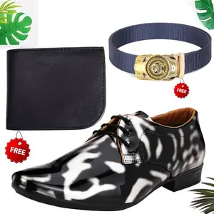 Stylish Formal Shoes/Party Shoes/Shoes Combo with Free Wallet & Belt for Men and Boys (BAZAAR308_AXR-TC-101) Multicolor