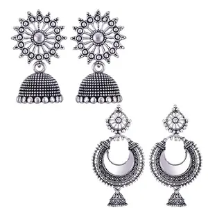 MEENAZ Earrings for women fashion jhumka oxidised Silver Earrings for women Combo chandbali pearl stylish Butterfly jhumkas traditional Jhumki Peacock Earrings For girls South Temple Ear Rings -M277