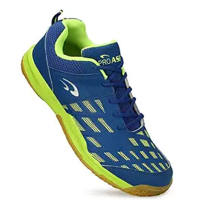 ASE Men's Pro Non-Marking Sole Tru Cushion Shoes Ideal for Badminton, Table Tennis, Volleyball (Blue, Shape_06)