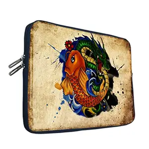 TheSkinMantra Fish vs Dragon Chain Laptop Sleeve Bag Compatible for Screen Size 15.6 inches Laptop/Notebook 15.6/ Chrombook 15.6