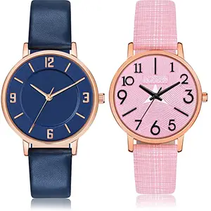 NEUTRON Quartz Analog Blue and Pink Color Dial Women Watch - GM395-GM348 (Pack of 2)