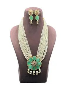 Latest Stylish Stone Studded Jewellery Set for Women |Festive Wedding Party Necklace Earrings|JS_59|