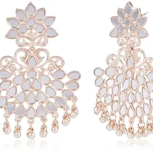 Karatcart Rose Gold Plated Mirror Studded Dangler Earrings for Women