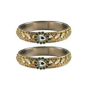 MAYA FASHION Golden stone Stud Brass Bangle Elegant Extra Large Size Bangle | Perfect Fit for Plus Size banglesTrendy and Comfortable Fit for woman and girls | (Sku-ban4827)