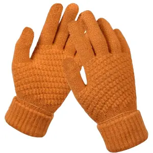 ELEG & STILANCE Knitted Thick Gloves For Men & Women Christmas Deer Printed Warm Autumn Winter Full finger Gloves to Style