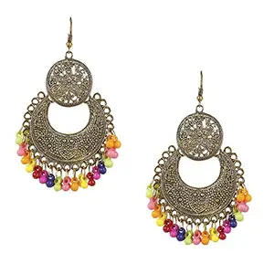 Shining Jewel - By Shivansh Shining Jewel Antique Gold Afghani Chandbali Earrings (SJ_961)
