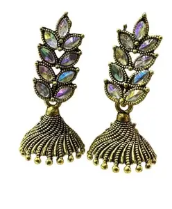Latest Stylish Jhumka Color Leaves Carnelian Golden Earring (Pack of 2)