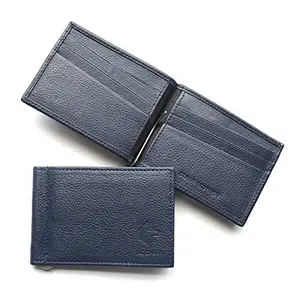 Accalia Genuine Leather Premium Design Blue Money Clipper - Bluefox Collection