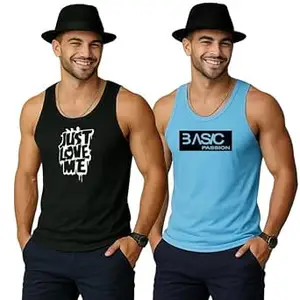EARTH STAR Men's Cotton Tank Top Collection, Sleeveless Gym Vest | Vest for Men | Graphic Print | Casual Wear Vests for Workout