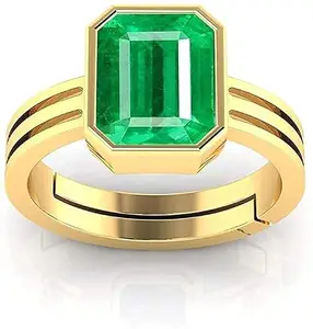 PARI SALES 8.25 Ratti Natural Emerald Ring (Natural Panna/Panna Stone Gold Ring) Original AAA Quality Gemstone Adjustable Ring Astrological Purpose for Men Women by Lab Certified