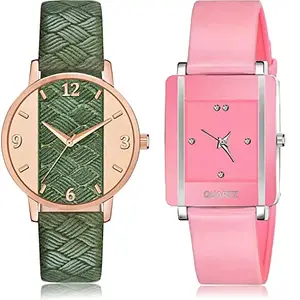 NEUTRON Wrist Analog Green and Pink Color Dial Women Watch - GM398-G14 (Pack of 2)