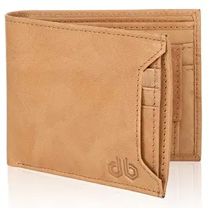 DESIGNER BUGS Men's Washed Tan RFID Blocking Genuine Leather Wallet (TAN)