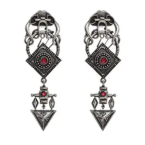 Shining Jewel - By Shivansh Shining Jewel Antique Silver Oxidised Drop Earrings for Women (SJ_1547)
