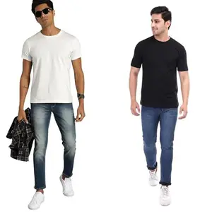 Esmartgi Mens Dual-Tone Cotton T-Shirt Stylish Black & White Colorblock Tee for Everyday Comfort & Casual Wear (White & Black-XL)