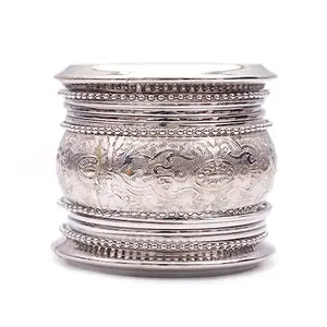 Shivarth Attractive Cuff Kade Bangles set Oxidised Silver Fancy Bangles Kade For Women & Girls Silver Chain Round (2.8)