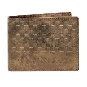 CLOUDWOOD Brown 3D Emboss Square Bi-Fold Leather 3 ATM Card Slots Wallet for Men -WL36