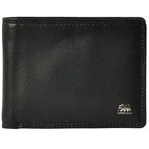 BROWN BEAR Stylish Pure Nappa Leather Branded, Certified RFID Blocking Slim Wallets with Eight Card Pockets for Men - Black